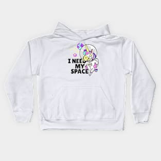 Unicorn Astronaut I Need My Space Art Kids Hoodie